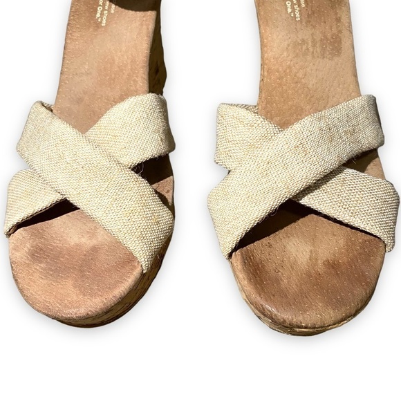 TOM'S Sienna Cork Wedge Sandal Beige 9.5W - Picture 8 of 13